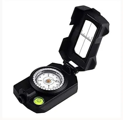 KouRy Military Compass Magnetic Waterproof Hand Professional Compass for Camping Sailing Navigation Hiking Multi-Functional (Black)