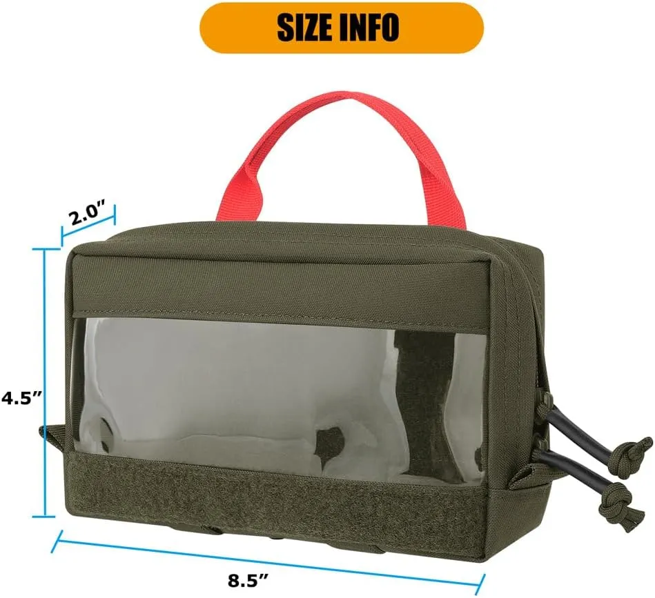 KRYDEX Clear Top Insert Bag with Hook Panel Tactical Packing Cube Travel Organizer Bag (Small -RG)