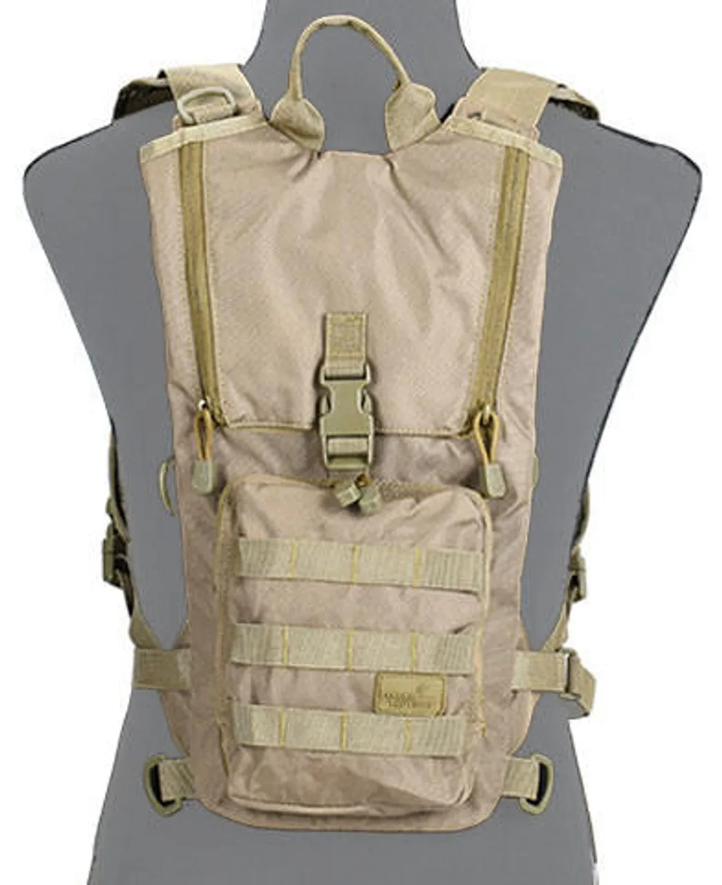 Lancer Tactical Lightweight Hydration Backpack, Coyote Brown | MOLLE Compatible Hydration Pack | Available at Gray Dragon Airsoft