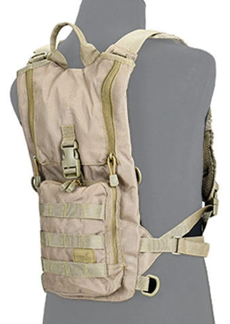 Lancer Tactical Lightweight Hydration Backpack, Coyote Brown | MOLLE Compatible Hydration Pack | Available at Gray Dragon Airsoft