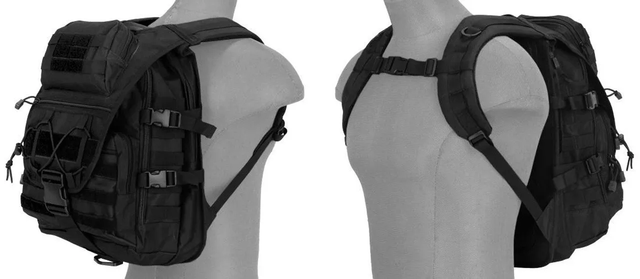 Lancer Tactical Nylon Tactical Laptop Backpack, Black | MOLLE Compatible Backpack | Durable Tactical Gear | Available at Gray Dragon Airsoft