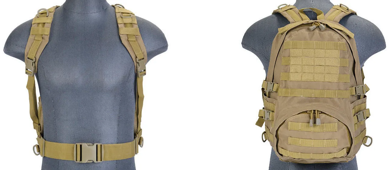 Lancer Tactical Patrol Backpack, Dark Earth | MOLLE-Compatible Tactical Backpack | Durable 600D Nylon