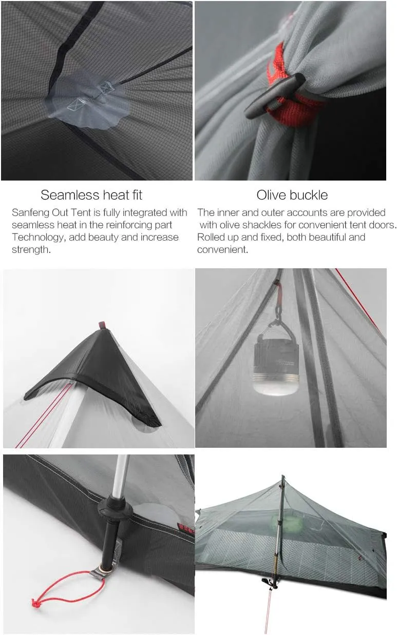 lanshan 2 Tent 2 Person Oudoor Ultralight Camping Tent 3 Season Professional 15D Silnylon Rodless Tent 4 Season