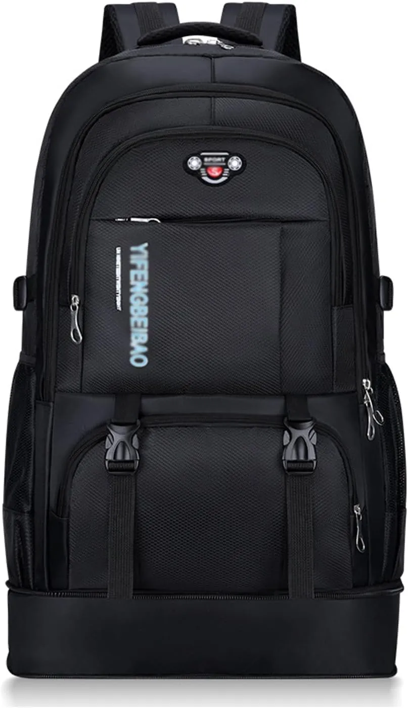Large 65L Expandable Travel Backpack for Men/Women,Carry on Backpack Personal Item Travel Bag Waterproof Laptop Backpack (Black)