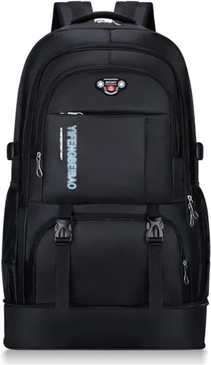 Large 65L Expandable Travel Backpack for Men/Women,Carry on Backpack Personal Item Travel Bag Waterproof Laptop Backpack (Black)