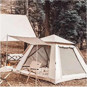 Large Camping Tent 4 People Double Doors and Four Windows, Quick Erect Tent Stable and Practical Tents Waterproof for Family Camping,Hiking Party