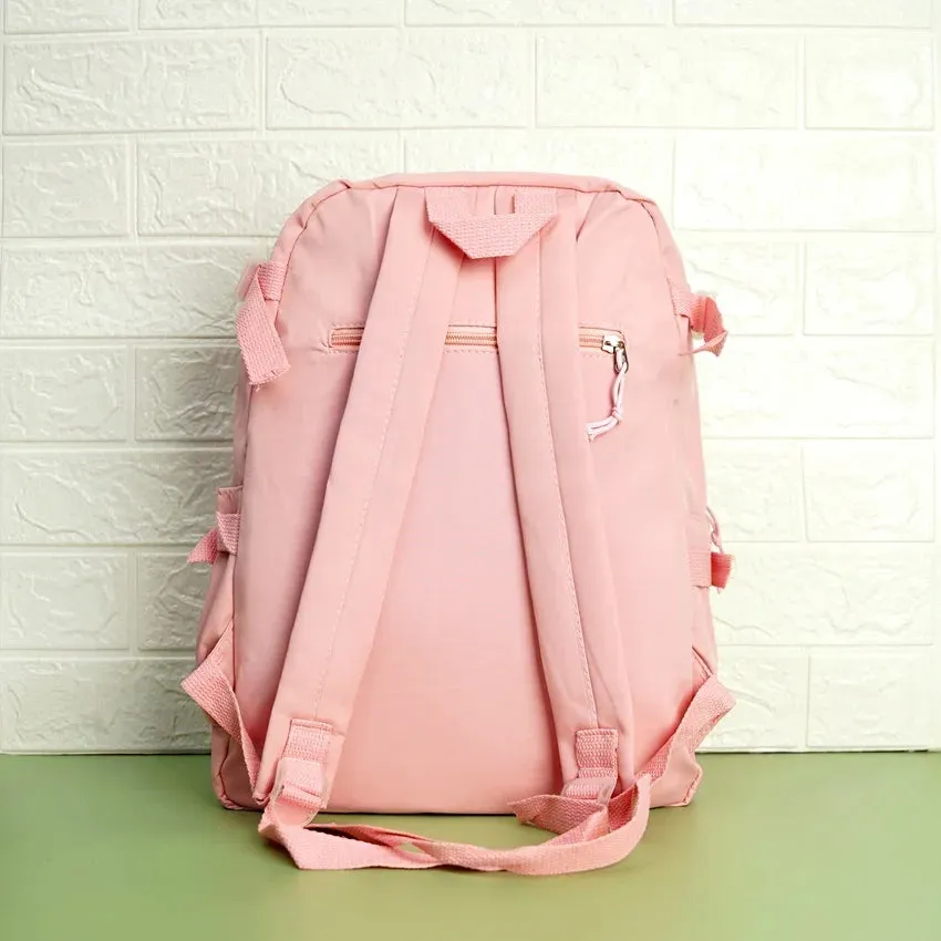 Large Capacity Korean Style Backpack with Teddy Bear - Pink