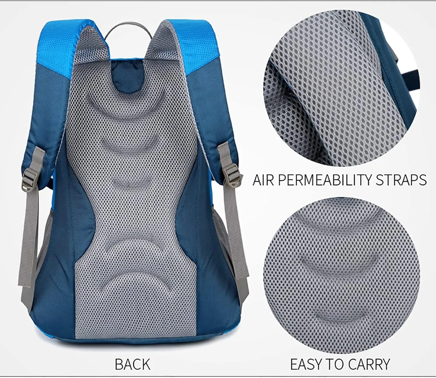Large Capacity Outdoor Leisure Backpack Men Women Waterproof Daypack for Hiking Camping Cycling(Blue)