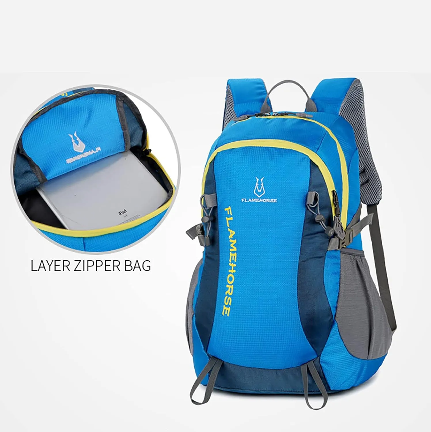 Large Capacity Outdoor Leisure Backpack Men Women Waterproof Daypack for Hiking Camping Cycling(Blue)