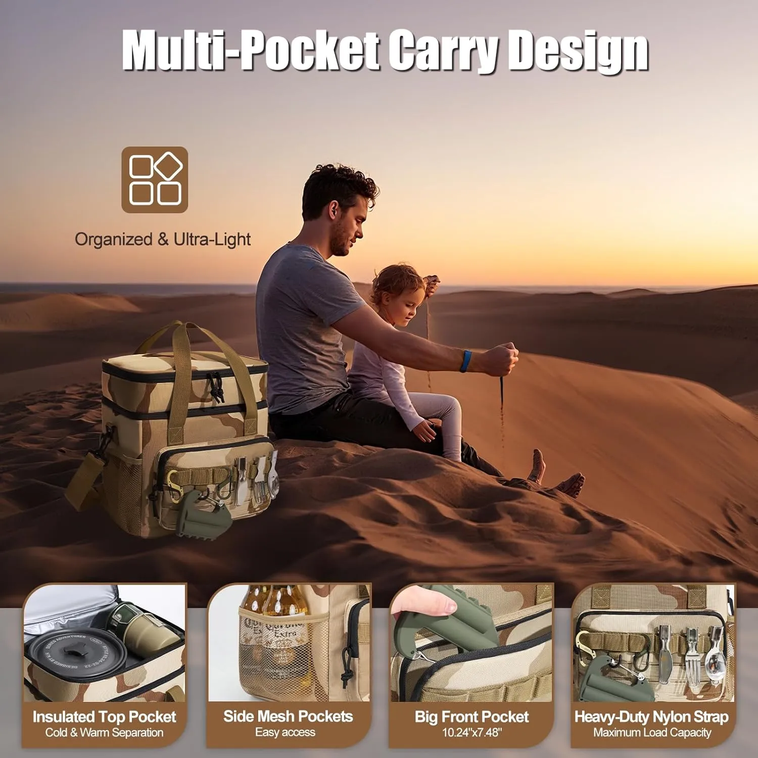 Large Cooler Backpack, Insulated Leak Proof Waterproof Travel Bag, Portable Lightweight Beach Camping Lunch Backpack for Men and Women
