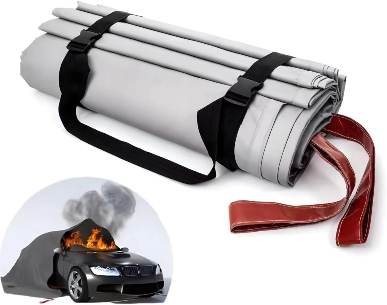 Large Fibreglass Fire Blanket for Car, Fire Suppression Blanket for Conflagration, Emergency Fibreglass Blanket for Electric Vehicle with Carry Bag(19.7 * 23 FT)…