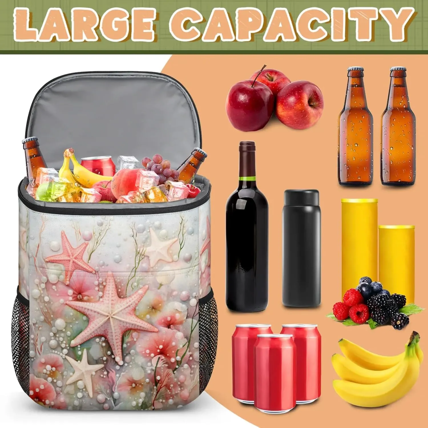 Large Insulated Cooler Backpack, Leak Proof Backpack 30 Cans, Cooler Bag for 12h Hot/Cold Retention