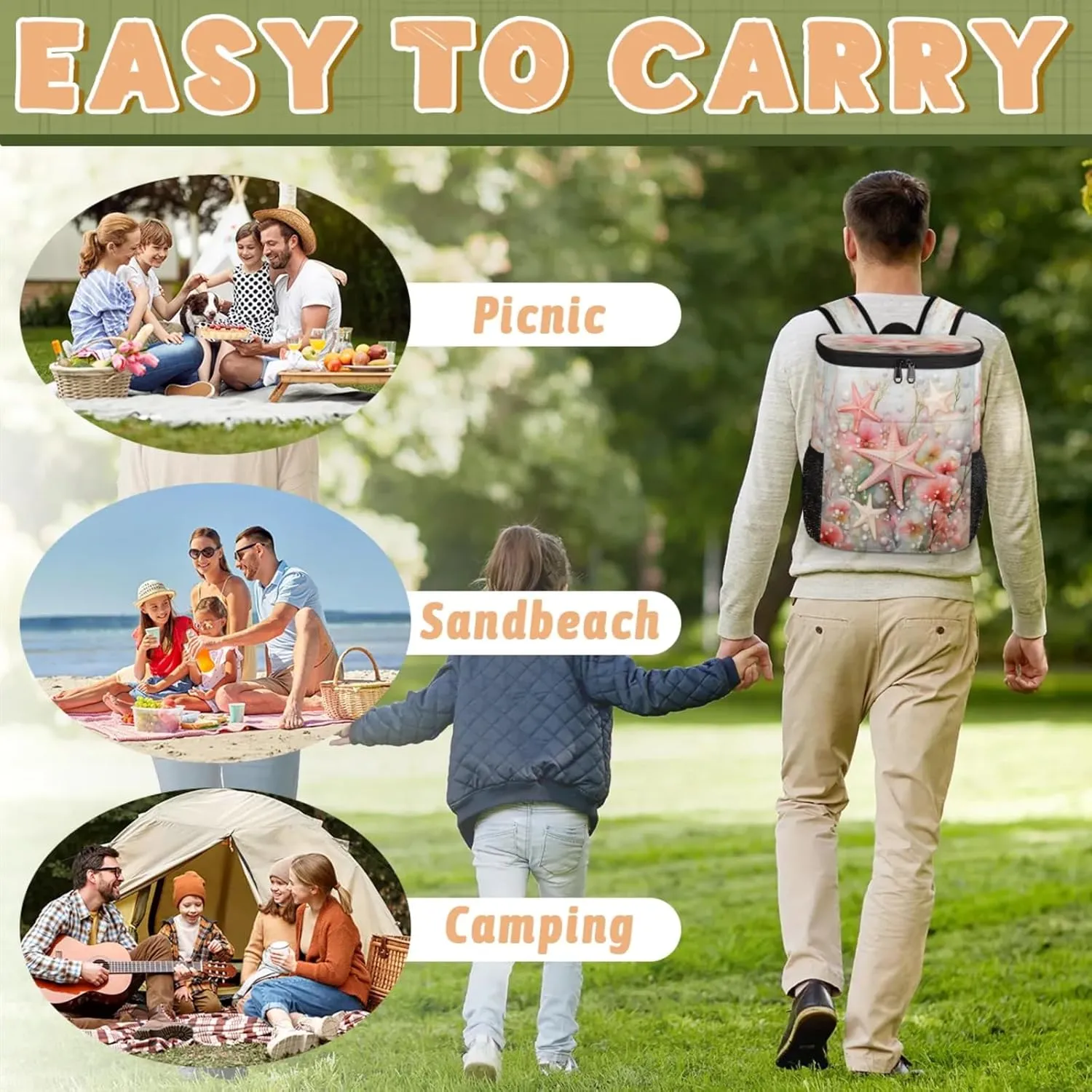 Large Insulated Cooler Backpack, Leak Proof Backpack 30 Cans, Cooler Bag for 12h Hot/Cold Retention