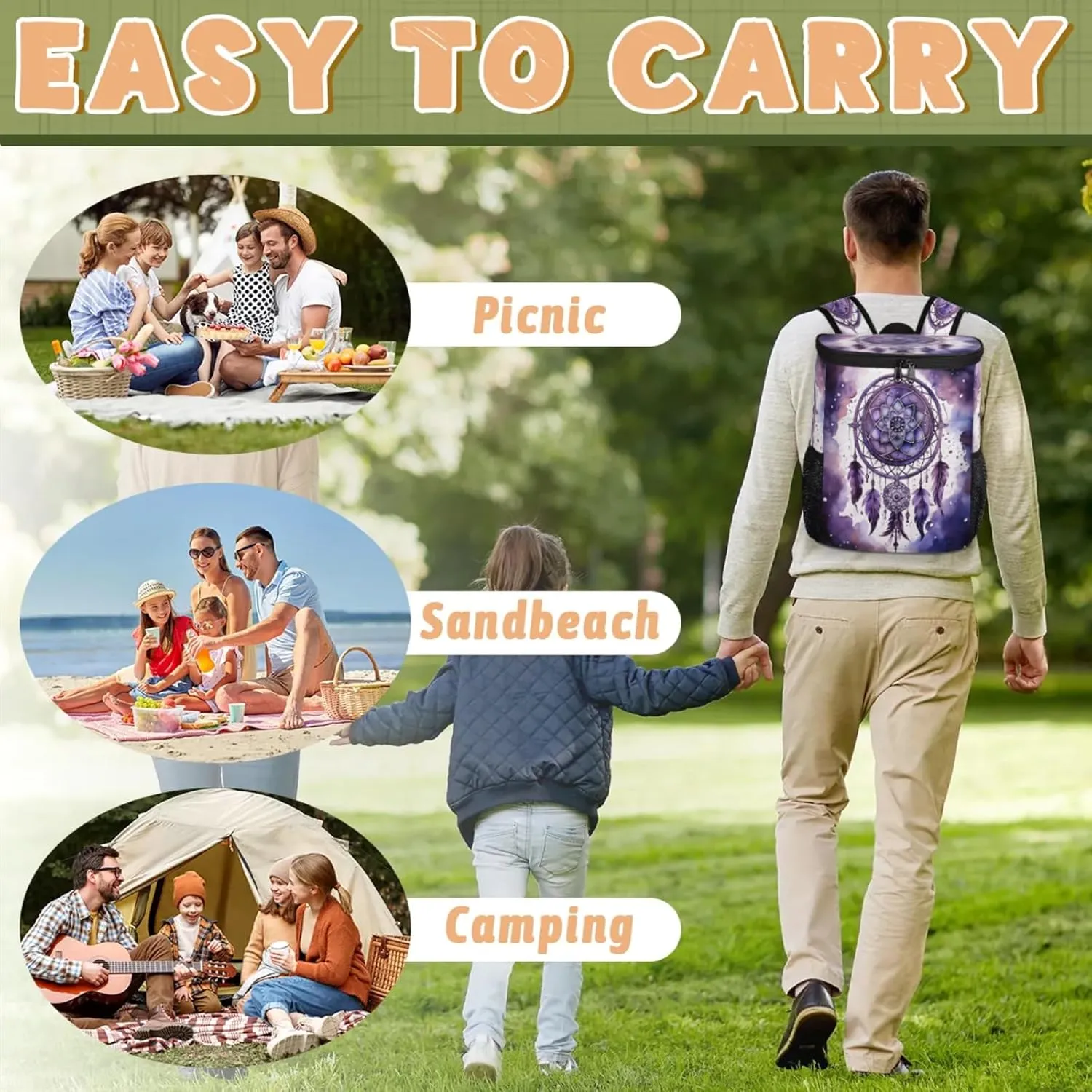 Large Insulated Cooler Backpack, Leak Proof Backpack 30 Cans, Cooler Bag for 12h Hot/Cold Retention