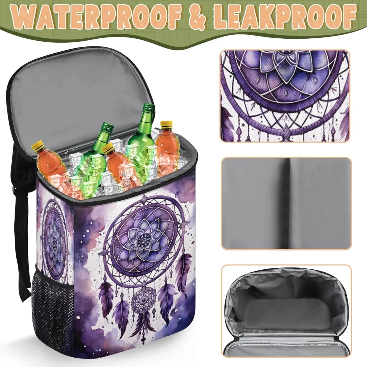Large Insulated Cooler Backpack, Leak Proof Backpack 30 Cans, Cooler Bag for 12h Hot/Cold Retention