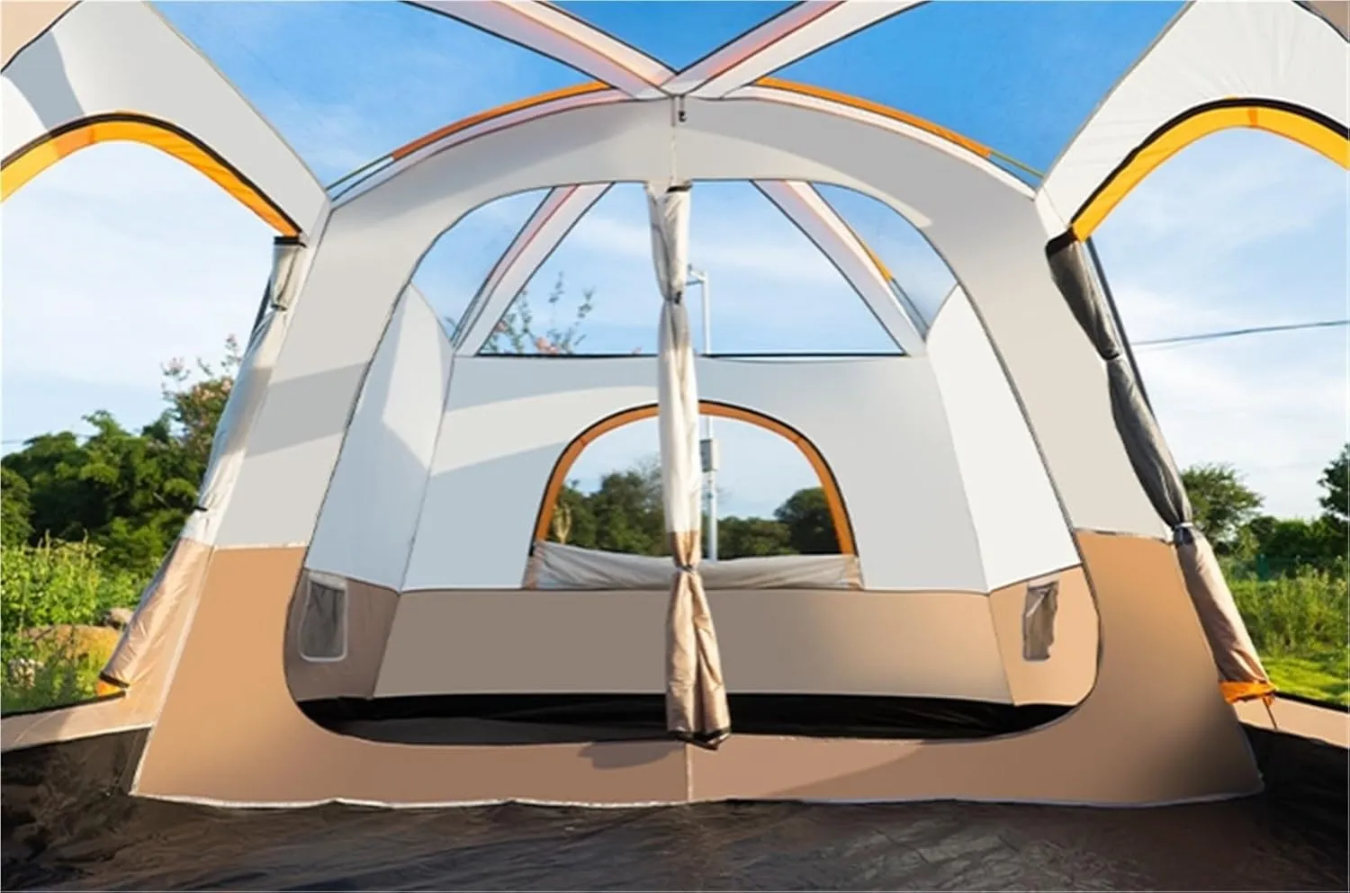 Large Outdoor Folding Portable Two-Room Camping Tent Thickened Rainproof Windproof Waterproof Camping