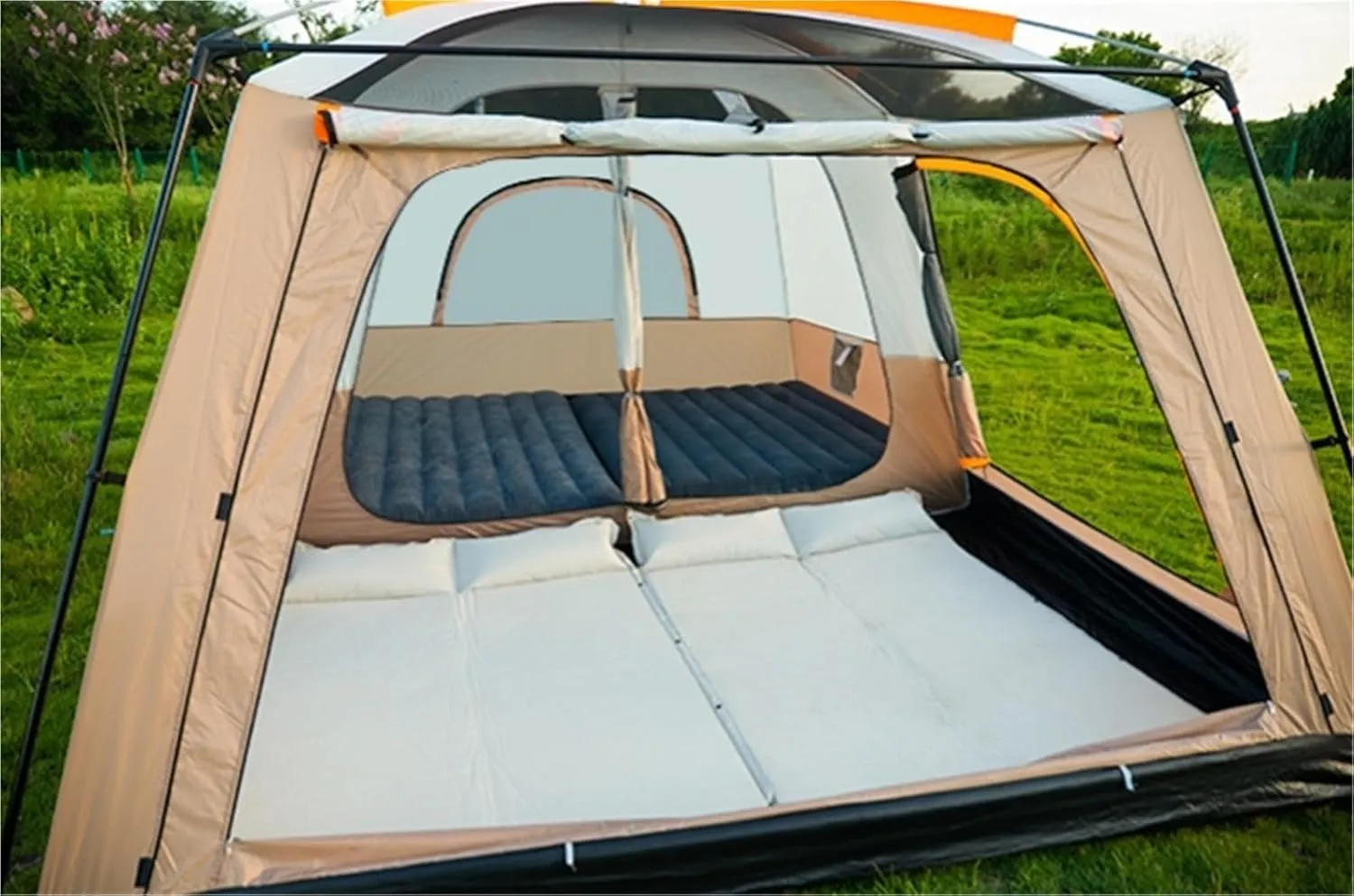 Large Outdoor Folding Portable Two-Room Camping Tent Thickened Rainproof Windproof Waterproof Camping