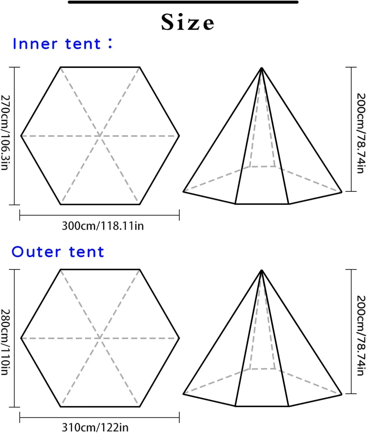 Large Space Pyramid Tipi Tent Ultralight Family Camping Tent Windproof Outdoor Teepee Tent for Adults 4 Person Double Layer Tents, Black