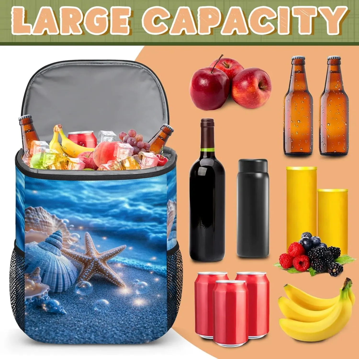 Large Waterproof Insulated Cooler Backpack, Leak Proof Cooler Backpack for Camping, Picnic Travel Outdoor