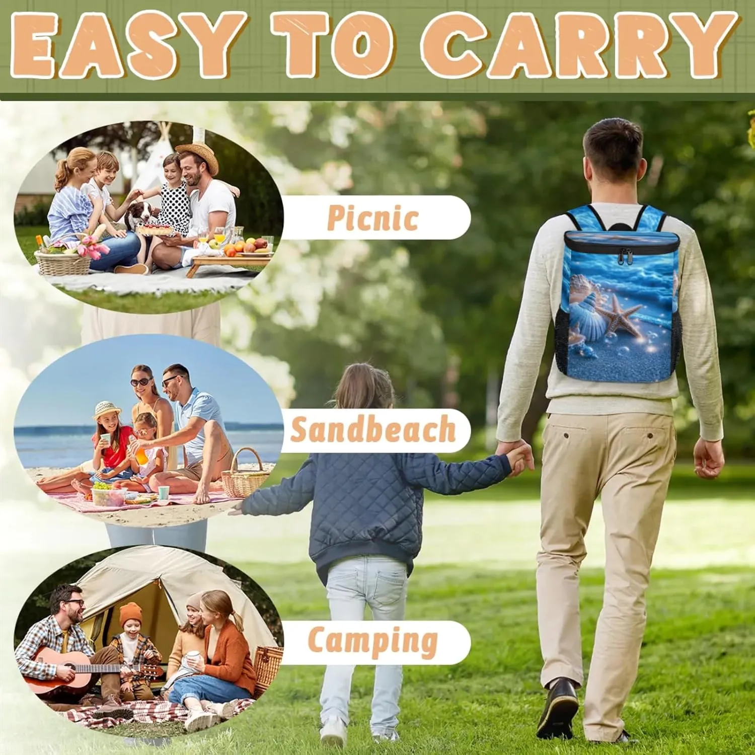 Large Waterproof Insulated Cooler Backpack, Leak Proof Cooler Backpack for Camping, Picnic Travel Outdoor