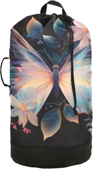 Laundry Bag Backpack Waterproof Beach Bag Clothes Hamper Bag Butterfly Translucent 1 Large for Travel Camping Hiking Foldable Lightweight