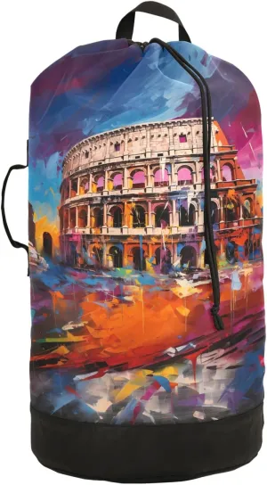 Laundry Bag Backpack Waterproof Beach Bag Clothes Hamper Bag Roman Colosseum Large for Travel Camping Hiking Foldable Lightweight