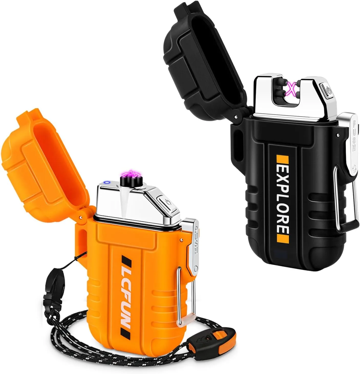 LcFun 2 Pack Waterproof and Windproof Lighter, Electric Lighters Rechargeable
