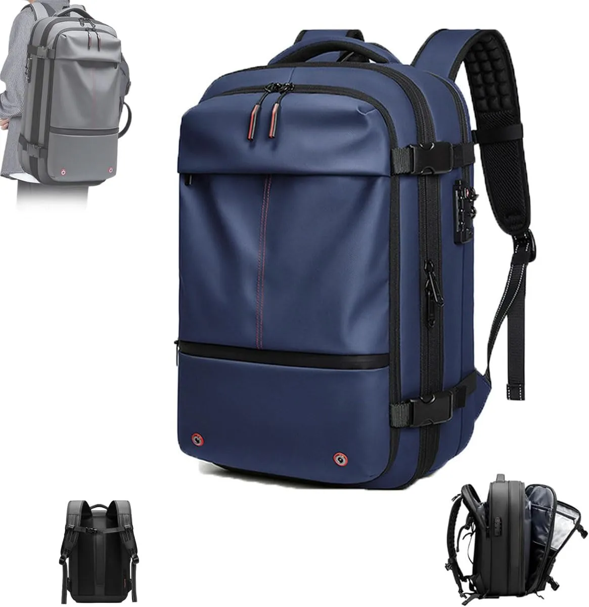 LELEBEAR Go Trend Mart Backpack, Vacpack Backpack Travel, 60L Expandable Travel Backpack Waterproof Vacuum Compression Bag (Blue)