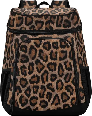 Leopard Cooler Backpack for Women Men Picnic Cooler Bags Waterproof Leak Proof Portable Lunch Backpack for Picnic Lunch Work Fishing Hiking Camping