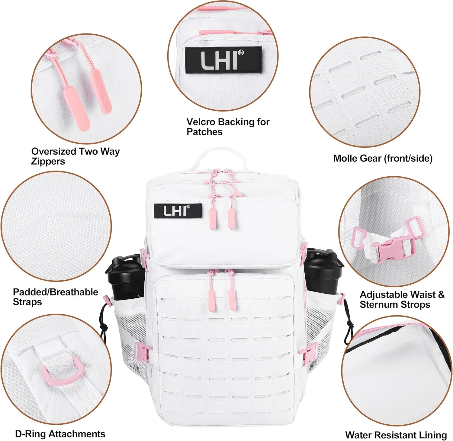 LHI Tactical Military Backpack for Men 25L/45L Large Molle Army Assault Pack 3 Day Hiking Rucksack With Bottle Holder