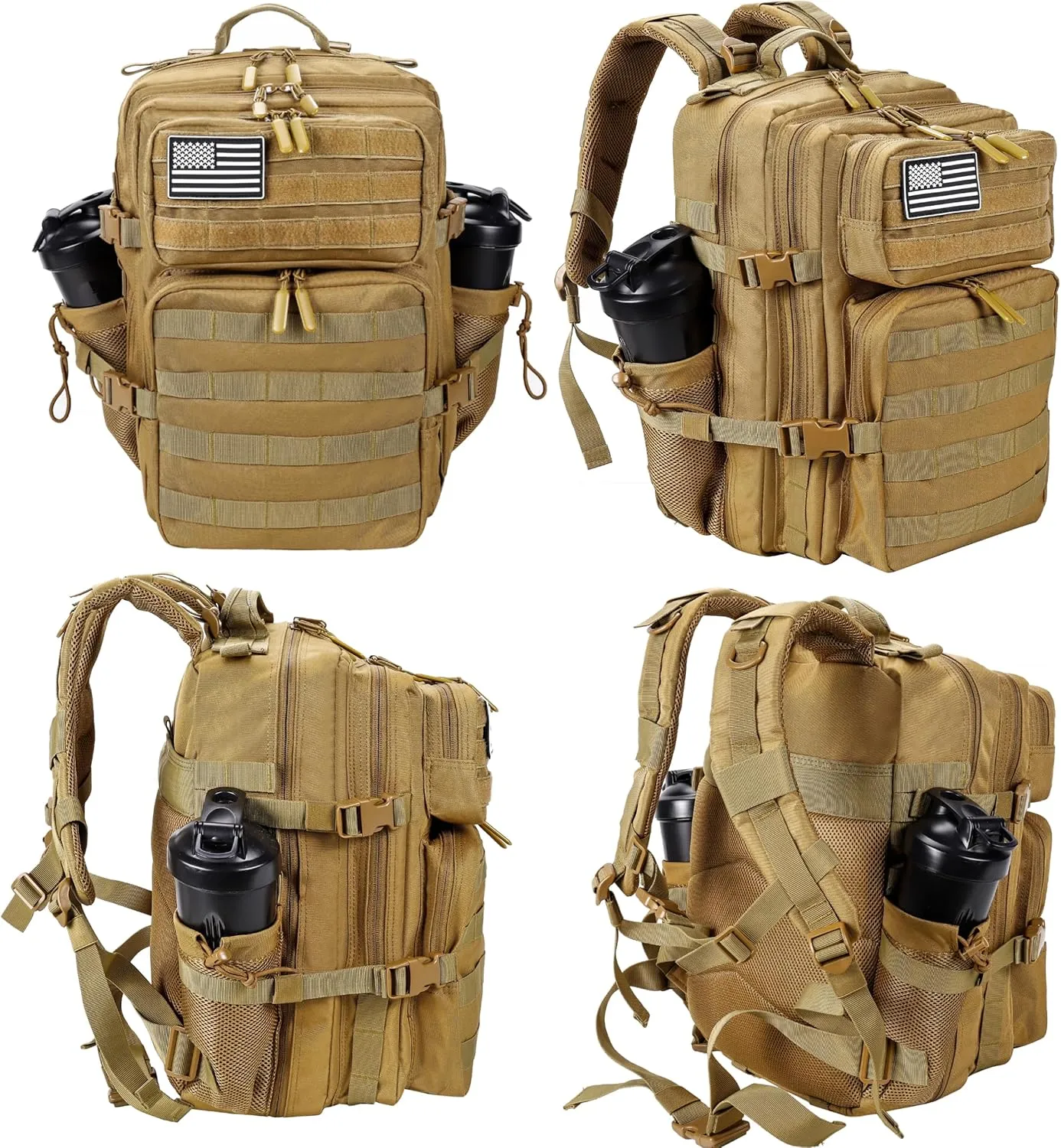 LHI Tactical Military Backpack for Men and Women 25L/35L Army Assault Pack Bag Small Rucksack with Bottle Holder