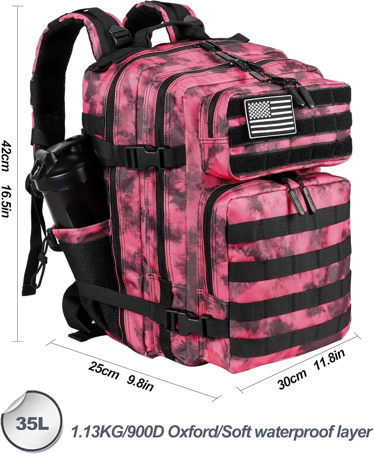 LHI Tactical Military Backpack for Men and Women 25L/35L Army Assault Pack Bag Small Rucksack with Bottle Holder