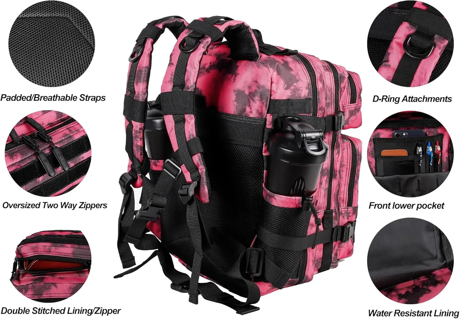 LHI Tactical Military Backpack for Men and Women 25L/35L Army Assault Pack Bag Small Rucksack with Bottle Holder