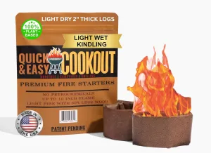 Light Clean Fires With Zero Effort and Light Wet Wood In Windy Conditions | Start Wood Stoves With No Kindling With Patent-Pending Starters. For Fire Pit, Campfires, Fireplace, Bonfires, Survival, BBQ