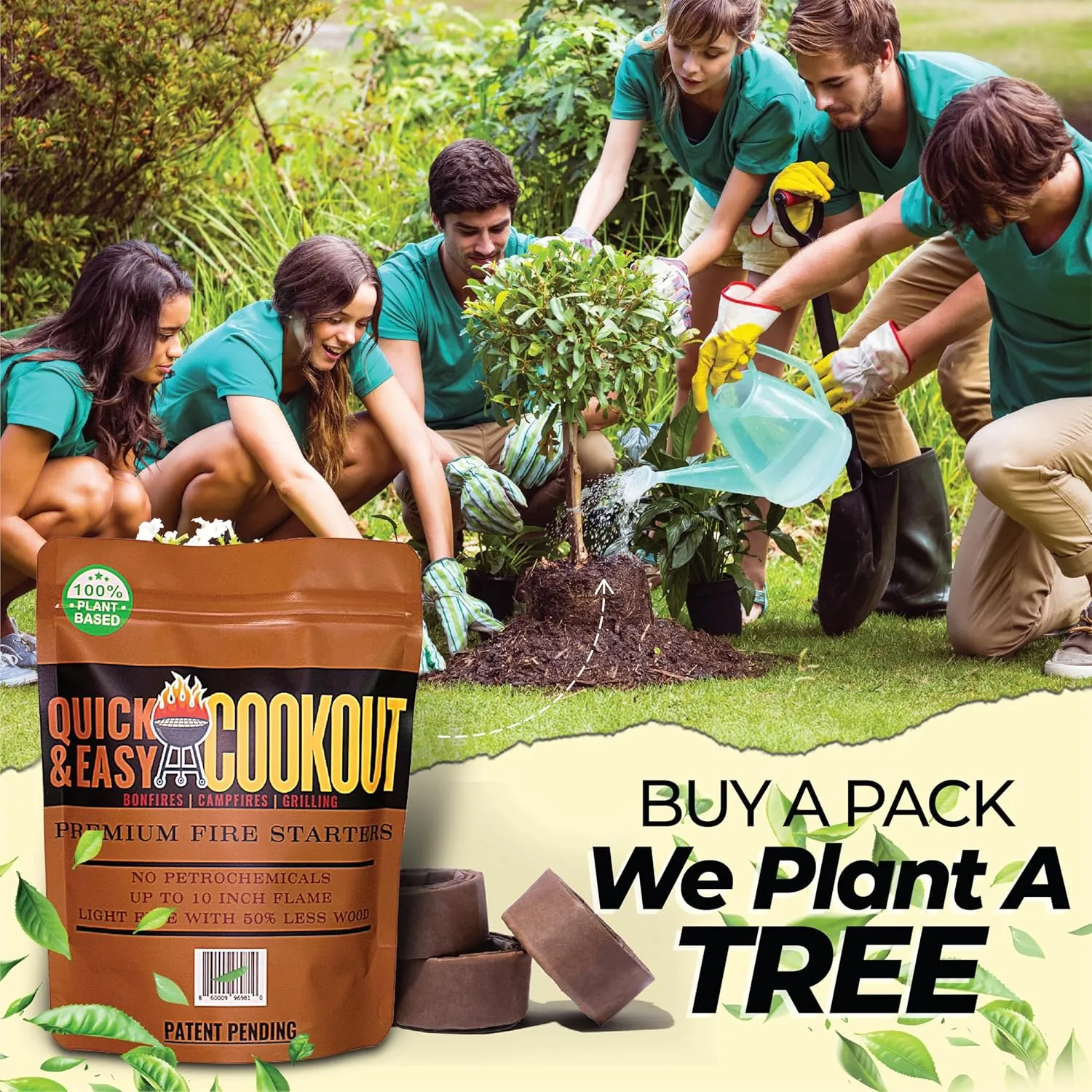 Light Wet/Frozen Logs in Windy Conditions & Start Fires with Only Large Logs with Patent-Pending Starters | Plant-Based Fuels Only | Never Split Wood Again. for Fire Pit, Fireplace, Camping, Survival