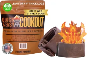 Light Wet/Frozen Logs in Windy Conditions & Start Fires with Only Large Logs with Patent-Pending Starters | Plant-Based Fuels Only | Never Split Wood Again. for Fire Pit, Fireplace, Camping, Survival
