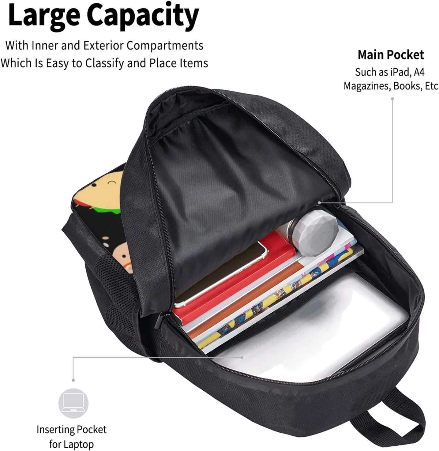 Lightweight Polyester Backpack for Taco Party Travel Hiking Bag & Day Pack - Large Capacity Multipurpose Anti-Theft Shoulder Bag for College Men Women