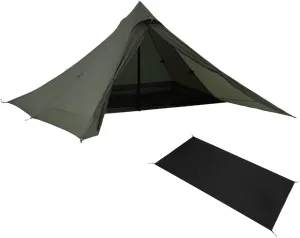 Lightweight Tent and Footprint Set, Ultralight Pyramid Tent for 2-Person, Backpacking Tent with Rainfly and Carry Bag for Camping, Climbing, Hiking, Olive-Green