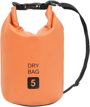 Lightweight Waterproof Dry Bag for Outdoor Adventures, 1.3 Gallon Capacity, PVC, Adjustable Shoulder Straps, Orange and Black