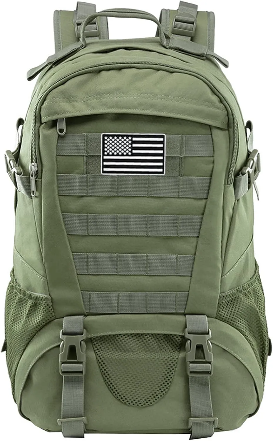 LIMHOO Tactical Backpack for Men Military Molle Bag Hiking Day Pack 27L Army Waterproof EDC Rucksack with USA Flag Patch (Army Green)