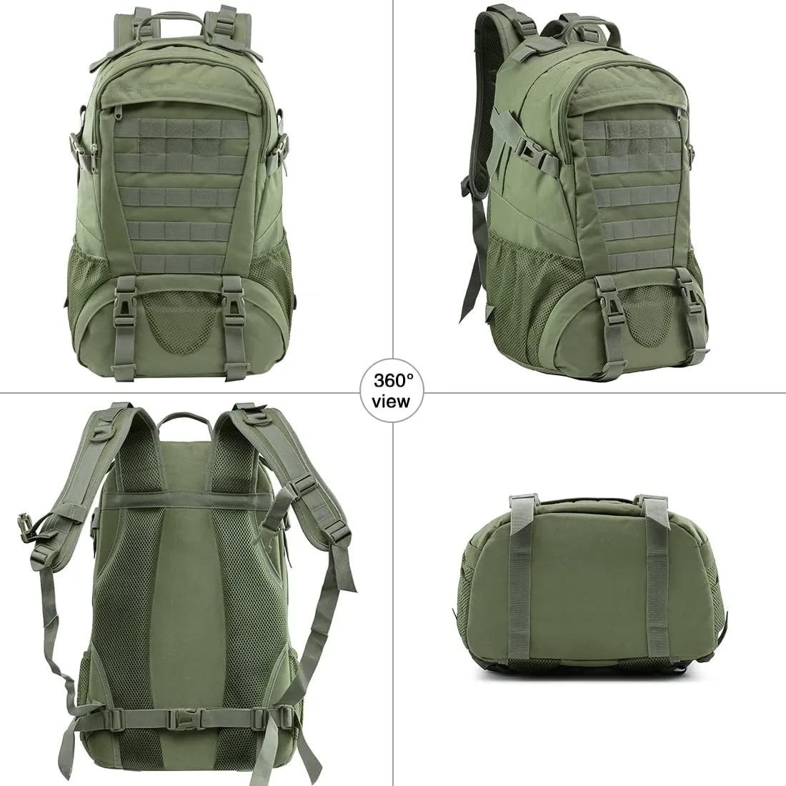 LIMHOO Tactical Backpack for Men Military Molle Bag Hiking Day Pack 27L Army Waterproof EDC Rucksack with USA Flag Patch (Army Green)