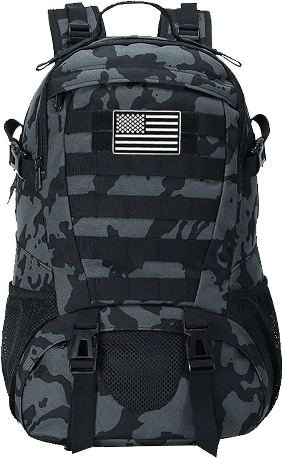 LIMHOO Tactical Backpack for Men Military Molle Bag Hiking Day Pack 27L Army Waterproof EDC Rucksack with USA Flag Patch (Black CP)