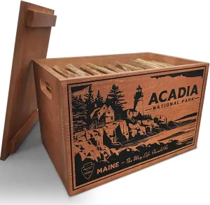 Limited Edition Protect The Parks Series All Natural Fatwood Fire Starter Sticks, 13 Pound Wooden Crate, Acadia Box