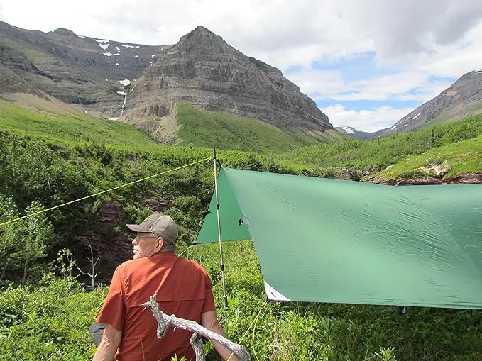 LiteOutdoors Silnylon Tarp - 11.6 Oz. - Ultralight Backpacking Tarp or Hammock Tarp (Grey, 8' x 10')