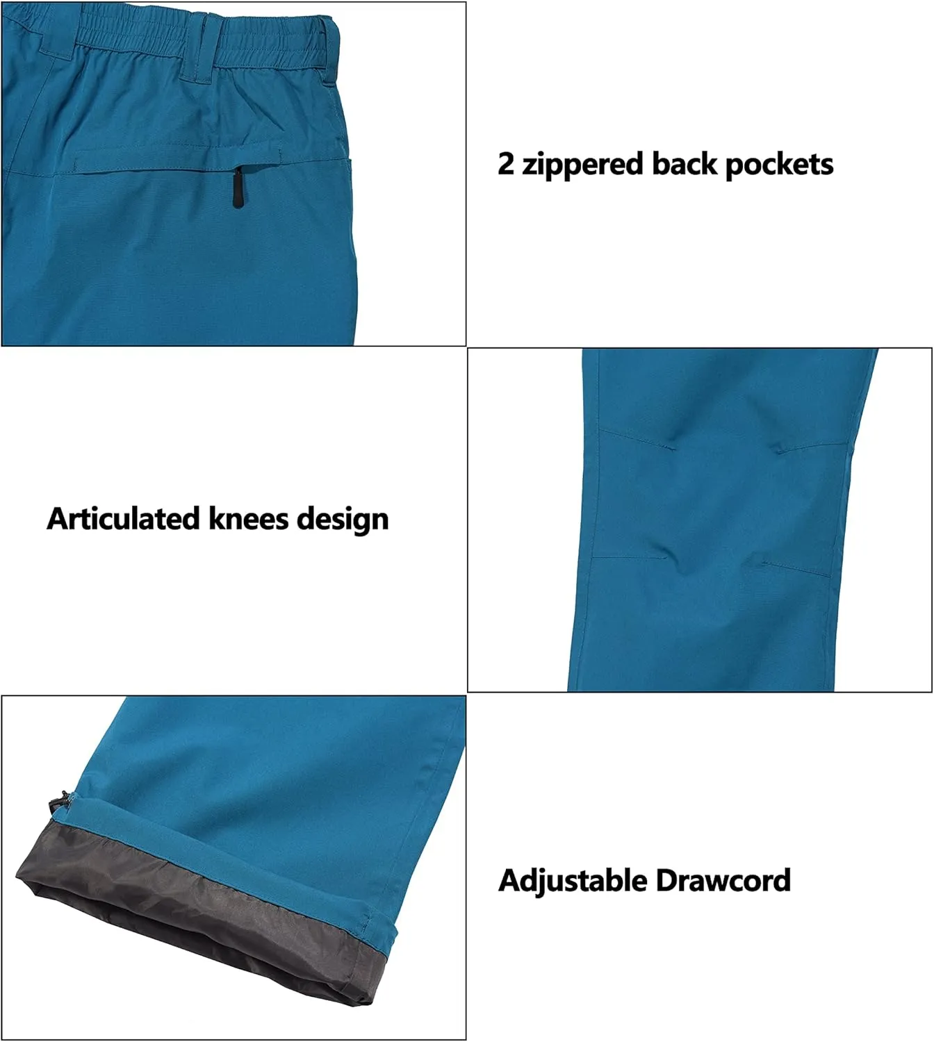 Little Donkey Andy Mens Rain Pants Waterproof Lightweight Breathable Rainproof Pants for Hiking Golf Fishing