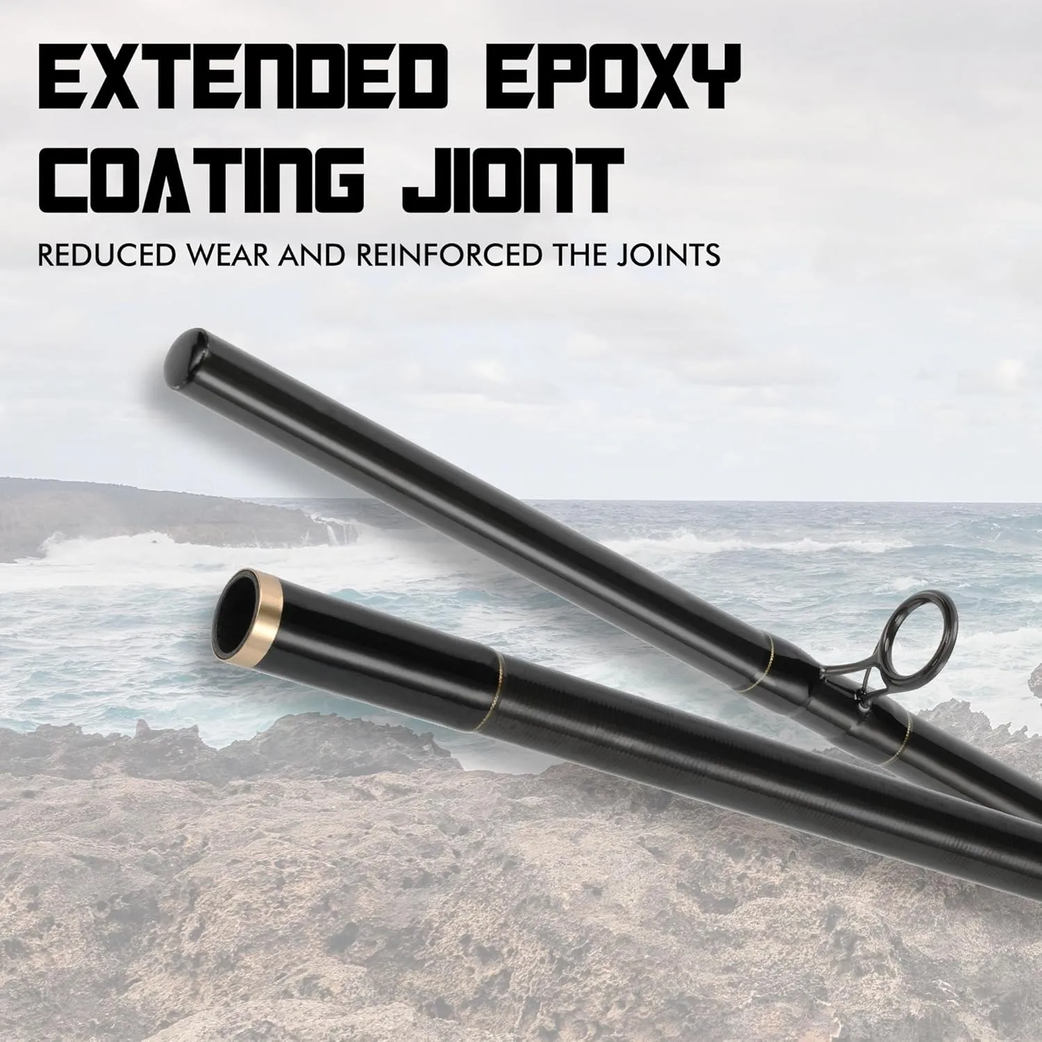 LITTMA Carbon Fiber Surf Spinning Rod with Fuji Guides - Lightweight & Strong 2-Piece Pack - Available in 8'/9'/10'/11'/12' for Long Distance Saltwater Fishing