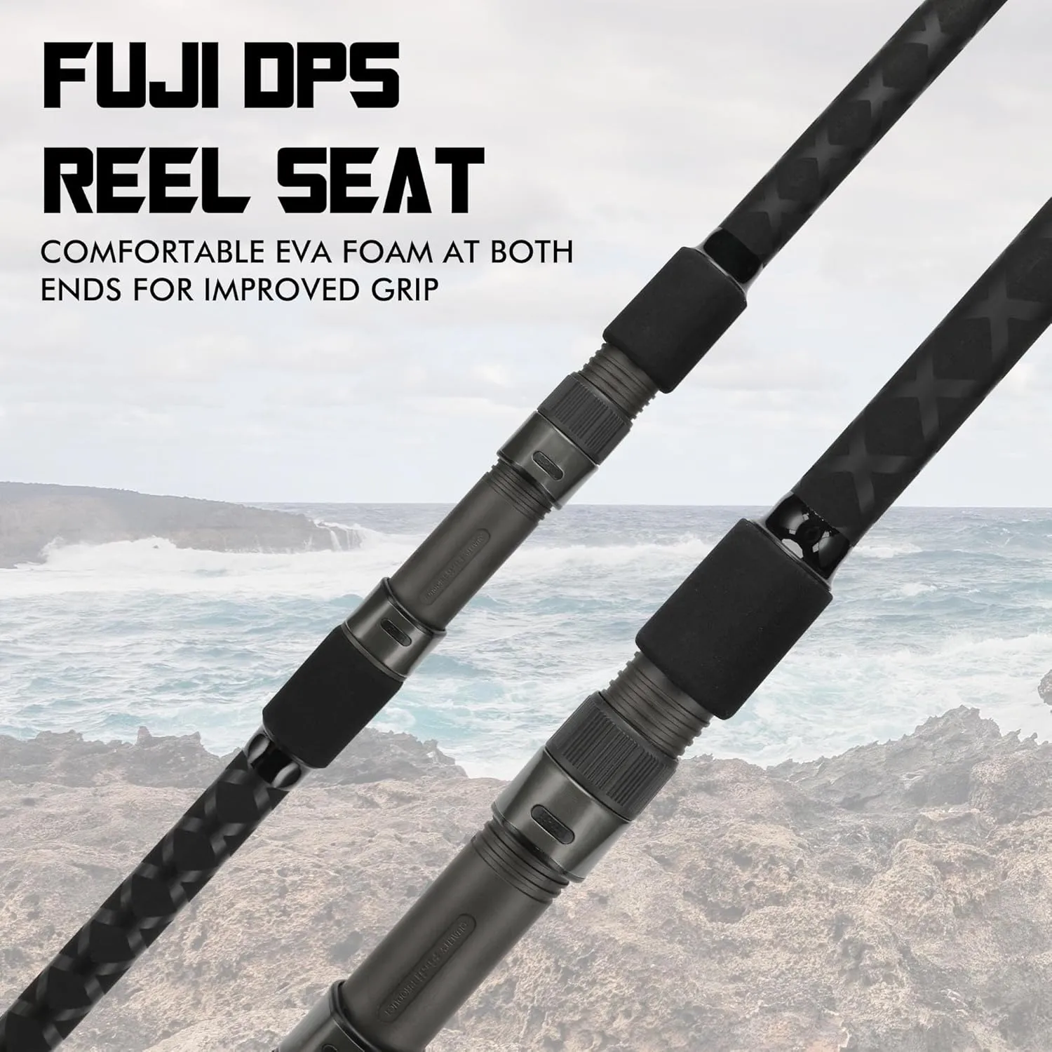 LITTMA Carbon Fiber Surf Spinning Rod with Fuji Guides - Lightweight & Strong 2-Piece Pack - Available in 8'/9'/10'/11'/12' for Long Distance Saltwater Fishing