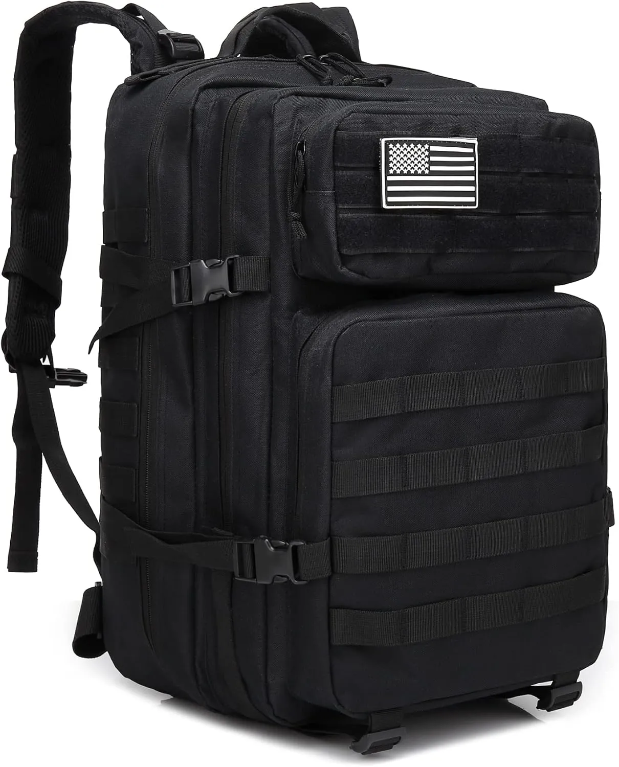 Long Keeper Military Tactical Backpack - Men 45L 3 Days Large Army Molle System Camping Hiking Bags Rucksack (Black)