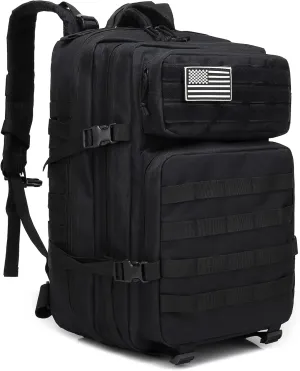 Long Keeper Military Tactical Backpack - Men 45L 3 Days Large Army Molle System Camping Hiking Bags Rucksack (Black)
