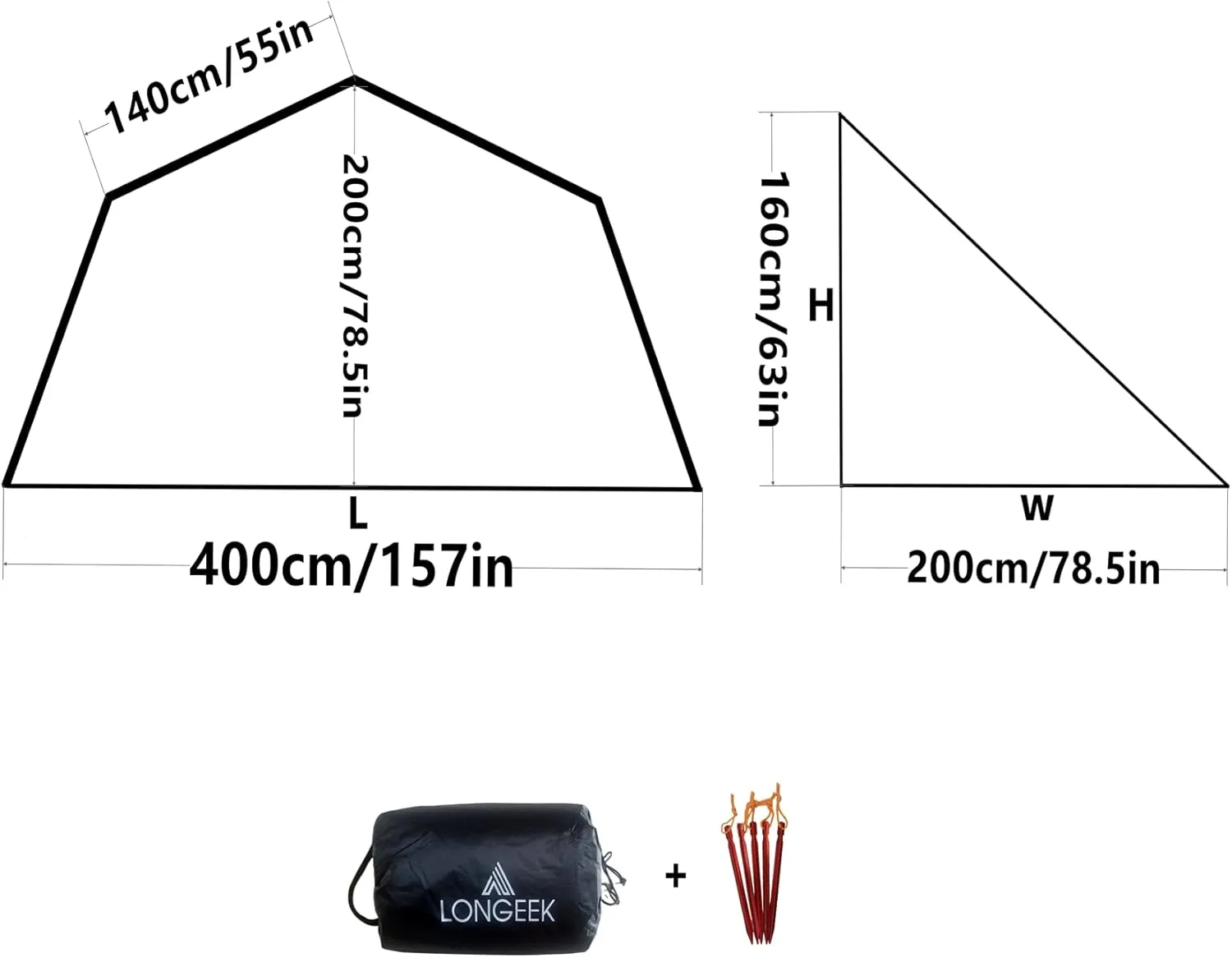 Longeek 2-4 Person Camping Tent 4 Seasons Backpacking Ultralight Easy Up Hot Teepee
